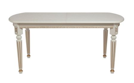 Стол овальный "Милорд-170" 90х170х220 слоновая кость, патина золото