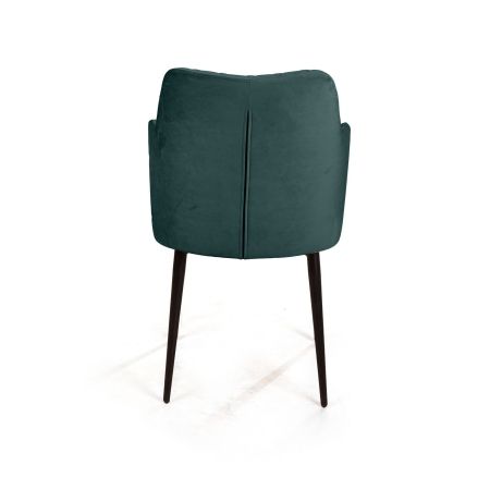 Стул с подлокотниками Hunt, бархат зеленый, черный конус