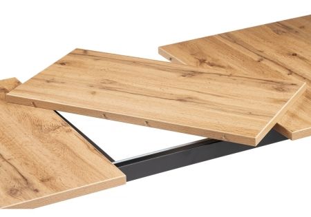 Стол деревянный раскладной Лота Лофт 120*25 мм черный матовый, дуб вотан