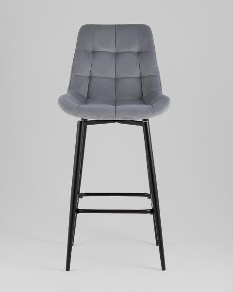 Стул барный Флекс с поворотным механизмом велюр велютто серый