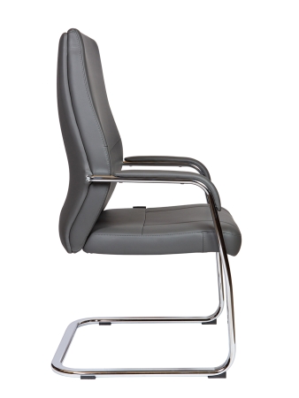 Кресло офисное Davos CF серый, экокожа и металл, мягкое сиденье, с подлокотниками