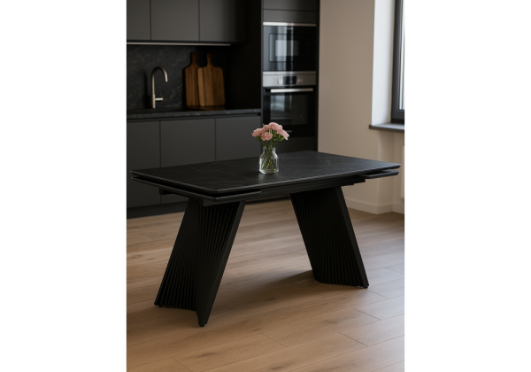 Керамический стол Вейв 140(200)х80 shakespeare black, черный Керамический стол Вейв 140(200)х80 shakespeare black, черный