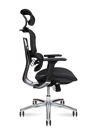 Кресло офисное Kron черный, сетка и пластик и металл, мягкое сиденье, с подлокотниками