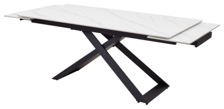 Стол LIVORNO 180 MATT WHITE MARBLE SINTERED STONE, BLACK