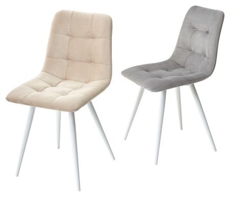 Стул CHILLI-Q светло-серый #26 велюр, белый каркас