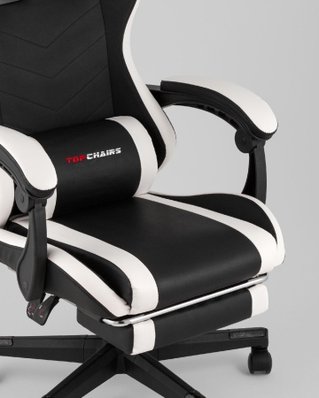 Кресло спортивное Prophet TopChairs с оттоманкой черно-белый