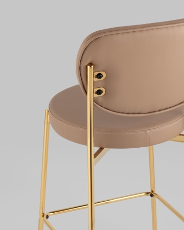 Стул полубарный Барбара NEW экокожа бежевая золотые ножки