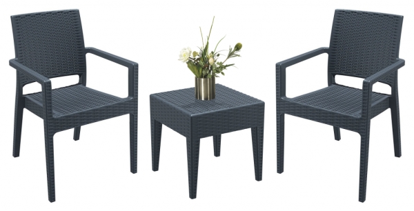 Комплект пластиковой мебели Siesta Contract Miami Ibiza антрацит