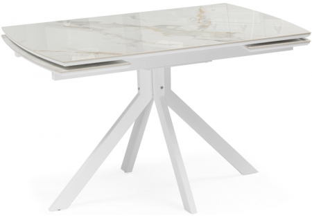 Керамический стол Комильфо 120(180)x80 белая шагрень, белый