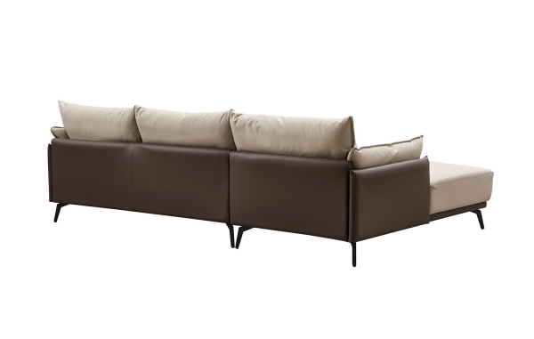 Диван ELEGANTE NAPPA SF015 бежевый/коричневый, угол правый Диван ELEGANTE NAPPA SF015 бежевый/коричневый, угол правый