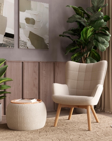 Пуф-столик Люкке с ящиком бежевый