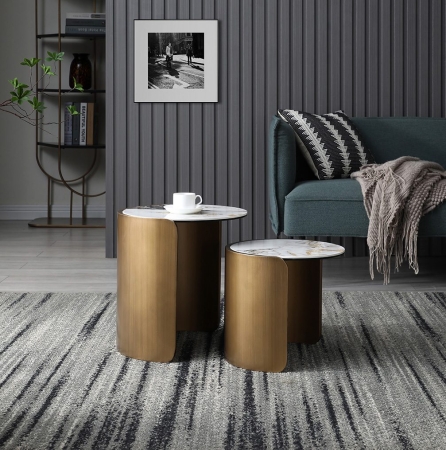 Стол журнальный ET3095CL белая керамика/бронзовый