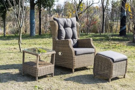 Раскладное плетеное кресло "Форио", цвет соломенный