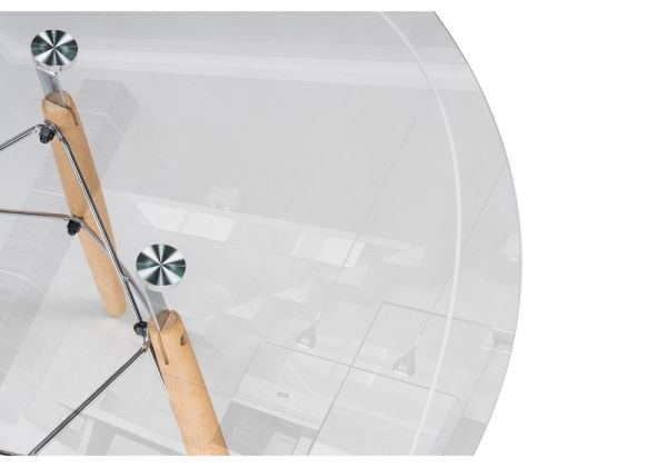 Стеклянный стол PT-151 80х80х76 прозрачный, светлое дерево Стеклянный стол PT-151 80х80х76 прозрачный, светлое дерево