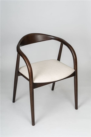 Деревянное полукресло венское Diona темный орех с мягким сиденьем из бежевой ткани Тесла 01