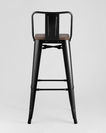 Стул барный TOLIX WOOD со спинкой черный глянцевый