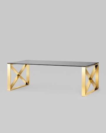 Журнальный стол 120*60 КРОСС золото стекло дым