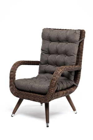 Плетеное кресло "Толедо" с подушками, цвет коричневый