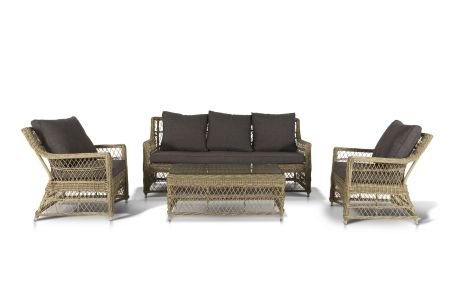 Лаунж-зона "Гранд Латте" из искусственного ротанга, цвет соломенный