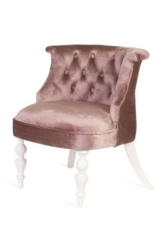 Деревянное кресло Бархат розовое с белыми ножками