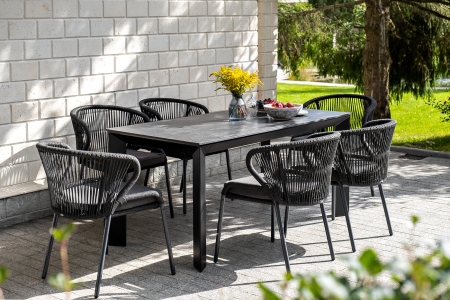 "Венето" обеденный стол из HPL 160х80 см, цвет "серый гранит", каркас черный