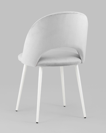 Стул Меган SN велюр светло-серый белые ножки