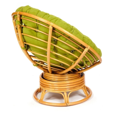 Кресло-качалка "PAPASAN" w 23 и 01 B с подушкой, мед, флок олива, 23 фото в интернет-магазине Stoolmarket