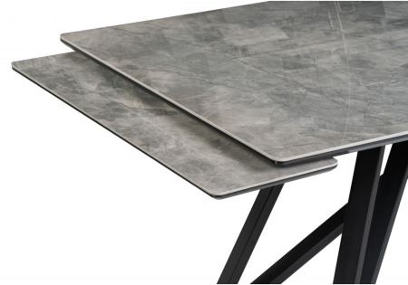 Керамический стол Вилсон 160(220)х89х75 серый мрамор baolai, черный