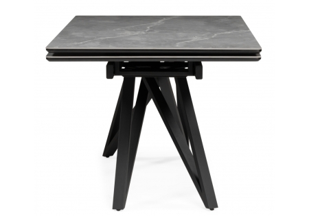 Керамический стол Вилсон 140(200)х80 серый мрамор larka grey, черный