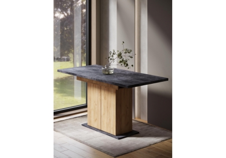 Стол деревянный Carla крафт золотой, цемент темный