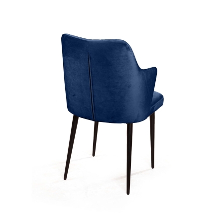 Стул с подлокотниками Hunt, бархат синий, черный конус