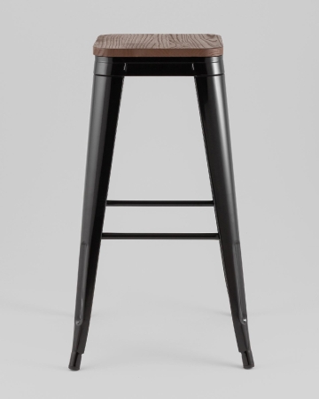 Стул барный TOLIX черный глянцевый + темное дерево KD