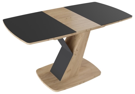 Стол деревянный Гарда Тип 1 дуб крафт золотой, стекло матовое черный графит