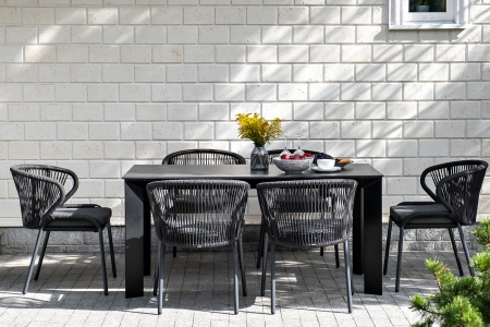 "Венето" обеденный стол из HPL 160х80 см, цвет "серый гранит", каркас черный