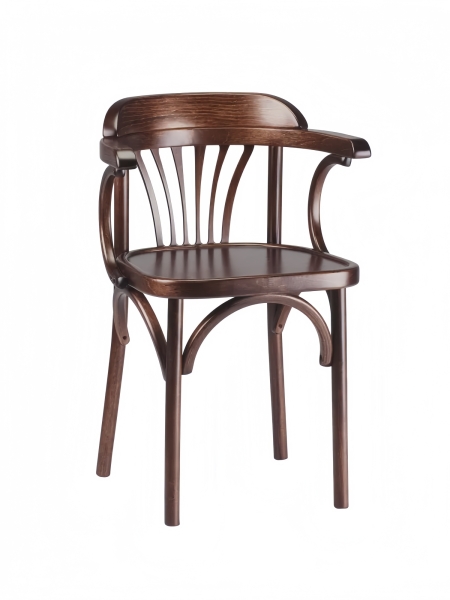 Деревянный стул Венский темный тон с твердым сиденьем с дугами назад