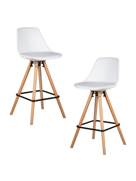 Набор 2 шт Стул полубарный RONNI, ножки светлый бук, белый (ZL-W-02)