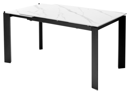 Стол CORNER 120 SINTERED STONE WHITE MARBLE, BLACK