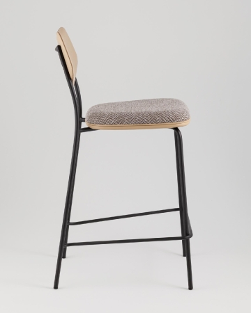 Стул полубарный Casey серо-коричневый с бежевой экокожей