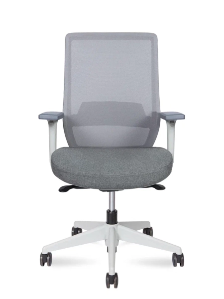 Кресло офисное Mono LB серый, ткань и пластик, мягкое сиденье, с подлокотниками