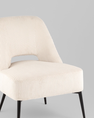 Кресло лаунж Бостон велюр рельефный молочный