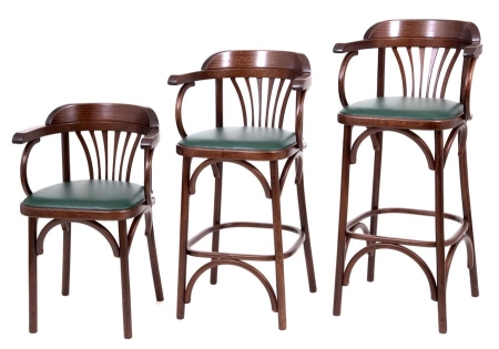 Полубарный деревянный стул Венский 650 темный тон с мягким сиденьем из зеленой экокожи