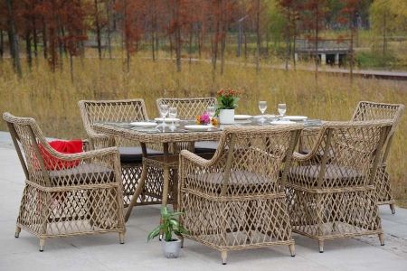 Обеденная группа "Латте" плетеная, цвет соломенный