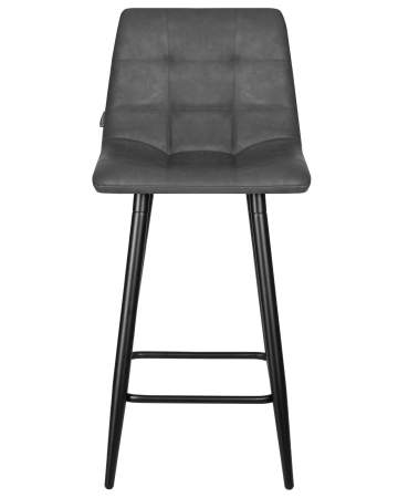 Набор 2 шт Стул полубарный OLIVIA, черные матовые ножки, серая антрацитовая винтажная экокожа (RU-08)