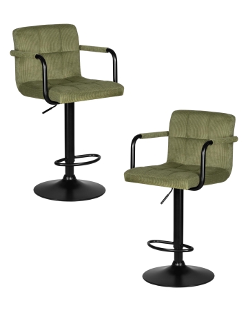 Набор 2 шт Стул барный KRUGER ARM BLACK, зеленый вельвет (LAR-E2041-7)