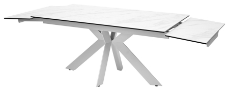 Стол BELLUNO 160 MARBLES KL-99 белый мрамор матовый итальянская керамика, белый каркас