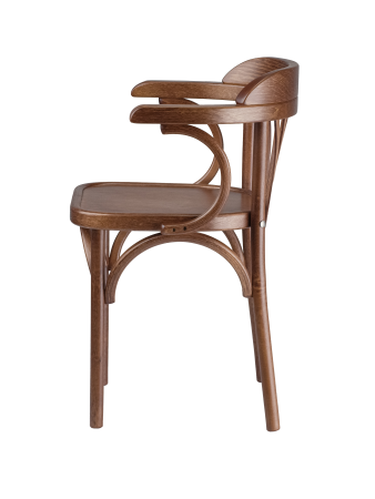 Деревянный стул Венский средний тон с твердым сиденьем с дугами назад