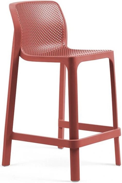 Стул пластиковый полубарный Nardi Net Stool Mini коралловый