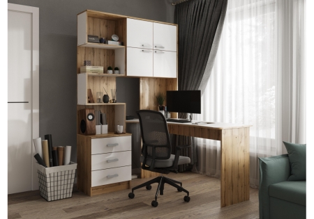 Компьютерный стол Ганор правый дуб вотан, белый