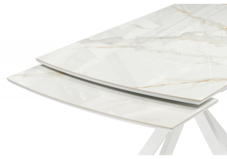 Керамический стол Комильфо 120(180)x80 белая шагрень, белый