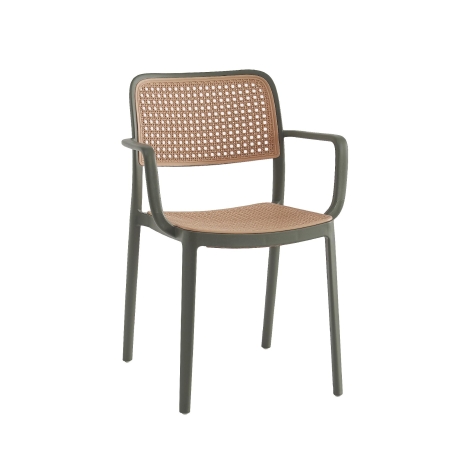 Стул Yona пластиковый с подлокотниками зеленый